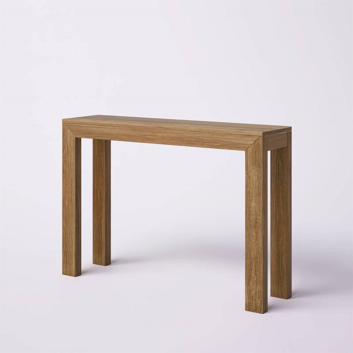 Solid Wood Modern Accent Console Table / Sofa Table in Medium Brown Pecan Finish, photo 4 of 5
