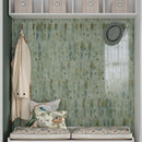 Moss Green 2x10 Glossy Picket Ceramic Tile (23 pack, 2.37 sq ft/case) - Sample