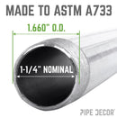 1 1/4 in. x 12 in. Galvanized Pipe by PIPE DECOR