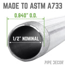 1/2 in. x 12 in. Galvanized Steel Nipple by PIPE DECOR