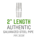 1 in. x 2 in. Galvanized Steel Nipple by PIPE DECOR