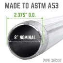 2 in. x 60 in. Galvanized Pipe by PIPE DECOR