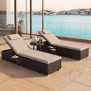 PE Rattan Chaise Lounge Set of 2 with 6-Position Adjustable Backrest and Foldable Side Table by LJGDeals