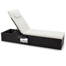 PE Rattan Chaise Lounge with Adjustable Backrest and Foldable Side Table Outdoor by LJGDeals