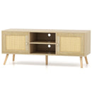 PE Rattan Media Console Table with 2 Cabinets and Open Shelves by LJGDeals
