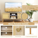 PE Rattan Media Console Table with 2 Cabinets and Open Shelves by LJGDeals
