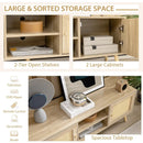 PE Rattan Media Console Table with 2 Cabinets and Open Shelves by LJGDeals
