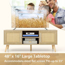 PE Rattan Media Console Table with 2 Cabinets and Open Shelves by LJGDeals