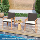 PE Rattan Outdoor Patio Dining Chair Set of 2 with Removable Cushion and Acacia Wood Armrests-White by LJGDeals