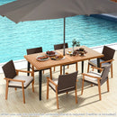 PE Rattan Outdoor Patio Dining Chair Set of 2 with Removable Cushion and Acacia Wood Armrests-White by LJGDeals