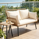 Outdoor Loveseat 2-Seater Wicker Sofa with Cushions - Beige by LJGDeals