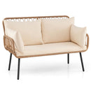 Outdoor Loveseat 2-Seater Wicker Sofa with Cushions - Beige by LJGDeals