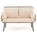 Outdoor Loveseat 2-Seater Wicker Sofa with Cushions - Beige by DirectDeals