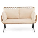 Outdoor Loveseat 2-Seater Wicker Sofa with Cushions - Beige by LJGDeals