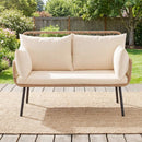 Outdoor Loveseat 2-Seater Wicker Sofa with Cushions - Beige by LJGDeals