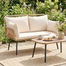 Outdoor Loveseat 2-Seater Wicker Sofa with Cushions - Beige by LJGDeals