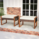 PE Rattan Wicker Ottomans Set of 2 with Removable Cushions-Beige by LJGDeals