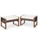 PE Rattan Wicker Ottomans Set of 2 with Removable Cushions-Beige by LJGDeals