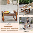 PE Rattan Wicker Ottomans Set of 2 with Removable Cushions-Beige by LJGDeals