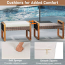 PE Rattan Wicker Ottomans Set of 2 with Removable Cushions-Beige by LJGDeals