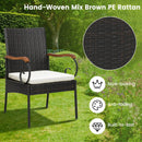 Set of 2/4 Outdoor PE Wicker Chair with Acacia Wood Armrests by LJGDeals