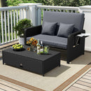 PE Wicker Outdoor Daybed with 4-Level Adjustable Backrest and Storage Ottoman by LJGDeals