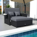 PE Wicker Outdoor Daybed with 4-Level Adjustable Backrest and Storage Ottoman by LJGDeals