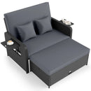 PE Wicker Outdoor Daybed with 4-Level Adjustable Backrest and Storage Ottoman by LJGDeals