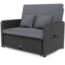 PE Wicker Outdoor Daybed with 4-Level Adjustable Backrest and Storage Ottoman by LJGDeals