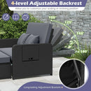 PE Wicker Outdoor Daybed with 4-Level Adjustable Backrest and Storage Ottoman by LJGDeals