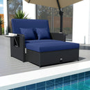 PE Wicker Outdoor Daybed with 4-Level Adjustable Backrest and Storage Ottoman by LJGDeals