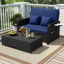 PE Wicker Outdoor Daybed with 4-Level Adjustable Backrest and Storage Ottoman by LJGDeals