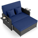 PE Wicker Outdoor Daybed with 4-Level Adjustable Backrest and Storage Ottoman by LJGDeals