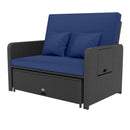 PE Wicker Outdoor Daybed with 4-Level Adjustable Backrest and Storage Ottoman by LJGDeals