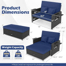 PE Wicker Outdoor Daybed with 4-Level Adjustable Backrest and Storage Ottoman by LJGDeals