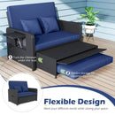 PE Wicker Outdoor Daybed with 4-Level Adjustable Backrest and Storage Ottoman by LJGDeals