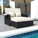 PE Wicker Outdoor Daybed with 4-Level Adjustable Backrest and Storage Ottoman by LJGDeals