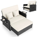 PE Wicker Outdoor Daybed with 4-Level Adjustable Backrest and Storage Ottoman by LJGDeals