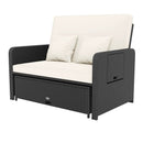 PE Wicker Outdoor Daybed with 4-Level Adjustable Backrest and Storage Ottoman by LJGDeals