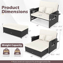 PE Wicker Outdoor Daybed with 4-Level Adjustable Backrest and Storage Ottoman by LJGDeals