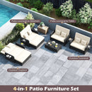 PE Wicker Outdoor Daybed with 4-Level Adjustable Backrest and Storage Ottoman by LJGDeals