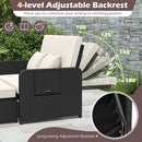 PE Wicker Outdoor Daybed with 4-Level Adjustable Backrest and Storage Ottoman by LJGDeals