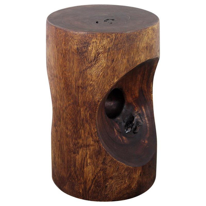 Haussmann® Wood Peephole Table Stool 13 in D x 20 in H Dark Walnut Oil