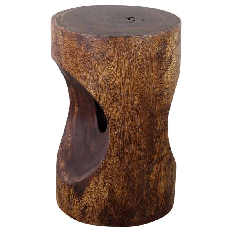 Haussmann® Wood Peephole Table Stool 13 in D x 20 in H Dark Walnut Oil