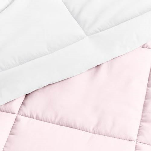 Twin/Twin XL 2-Piece Microfiber Reversible Comforter Set Blush Pink and White, photo 3 of 5