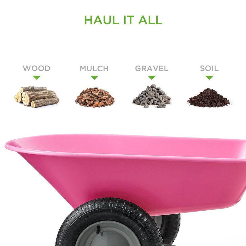 Heavy Duty 2-Wheel Multipurpose Rust Proof Wheelbarrow - Pink, photo 4 of 5