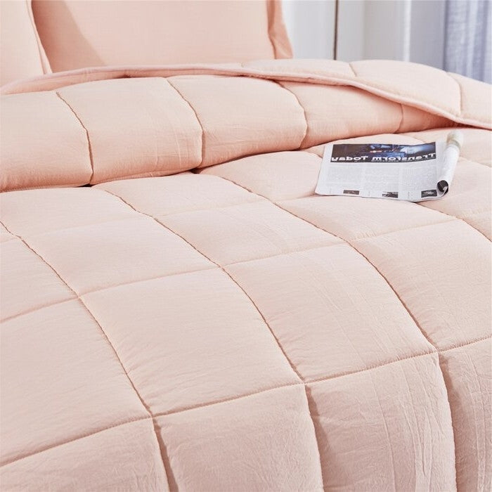Twin Size Pink 3 Piece Microfiber Reversible Comforter Set, photo 3 of 4