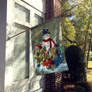 Gather your Friends Snowman with Dogs House Flag 28x40 Porch Sleeve Pole Decorative Outside Yard Banner Artwork Wall Hanging, Polyester
