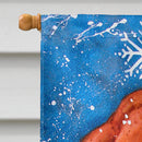 Gingerbread and Snowflake Snowman House Flag 28x40 Porch Sleeve Pole Decorative Outside Yard Banner Artwork Wall Hanging, Polyester