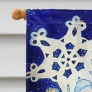 Snowflake Buddies Snowman House Flag 28x40 Porch Sleeve Pole Decorative Outside Yard Banner Artwork Wall Hanging, Polyester